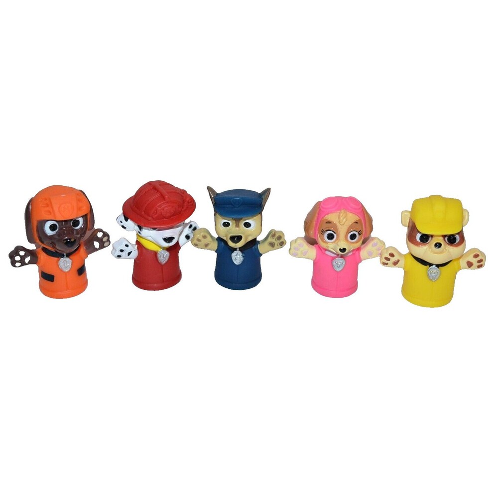 Paw Patrol Rubber Finger Puppets 5 pc Kids Bath Toys Cake toppers